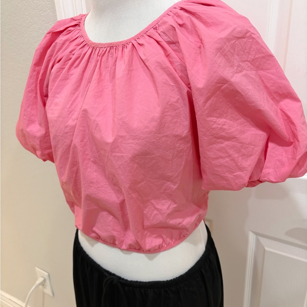 Greylin Nadia Tie Back Poplin Crop Top - Picture 4 of 10